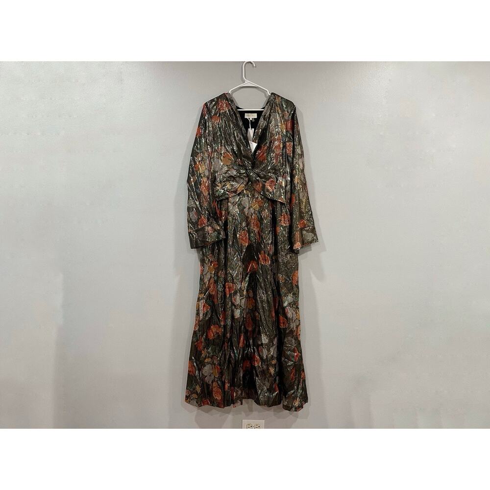 Caballero Anthropologie Caballero Deep V-Neck Maxi Metallic Dress XL - Picture 2 of 10